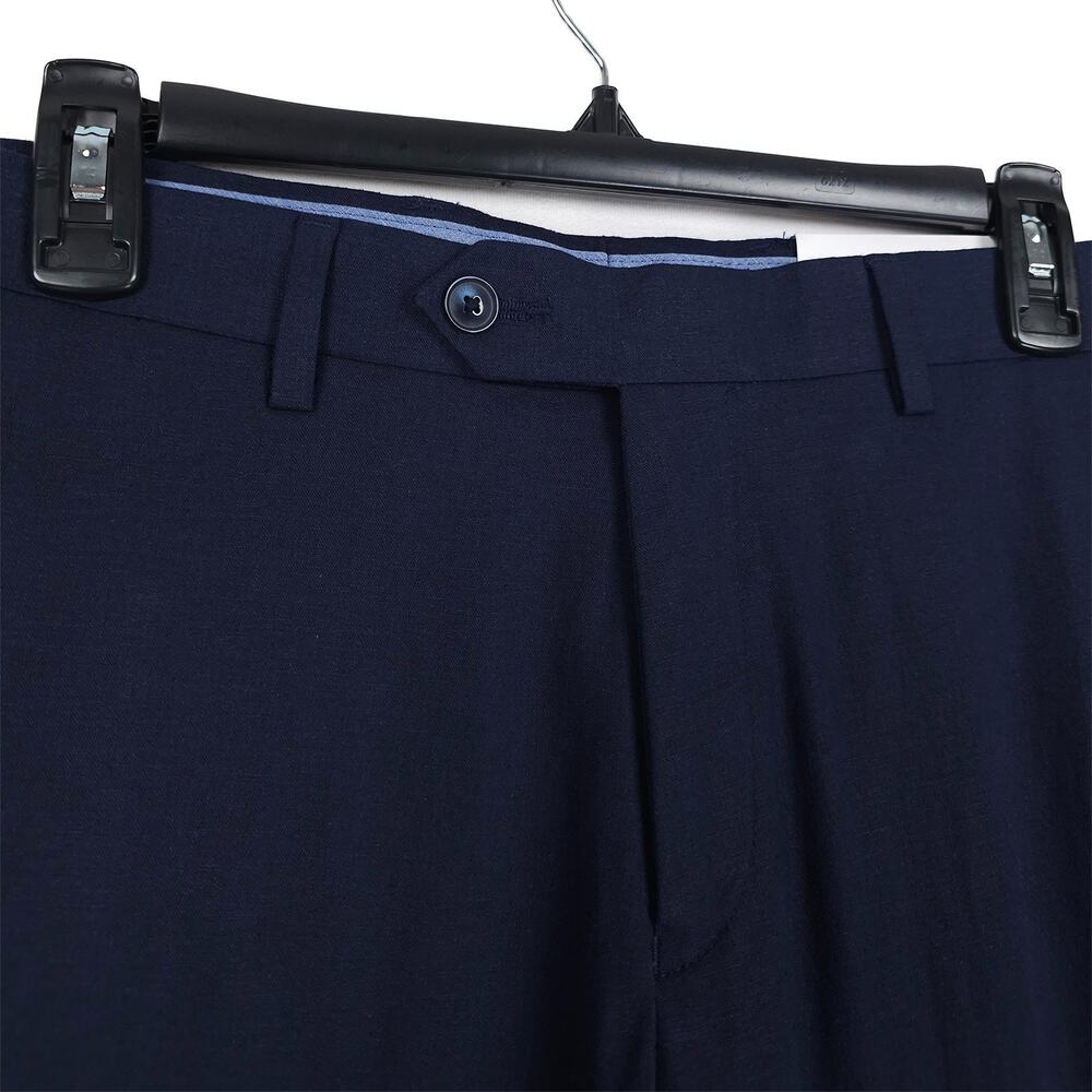 Tommy Hilfiger Mens Modern Fit Dress Pants 44x30 Navy Solid Linen Cotton Blend - Picture 7 of 11